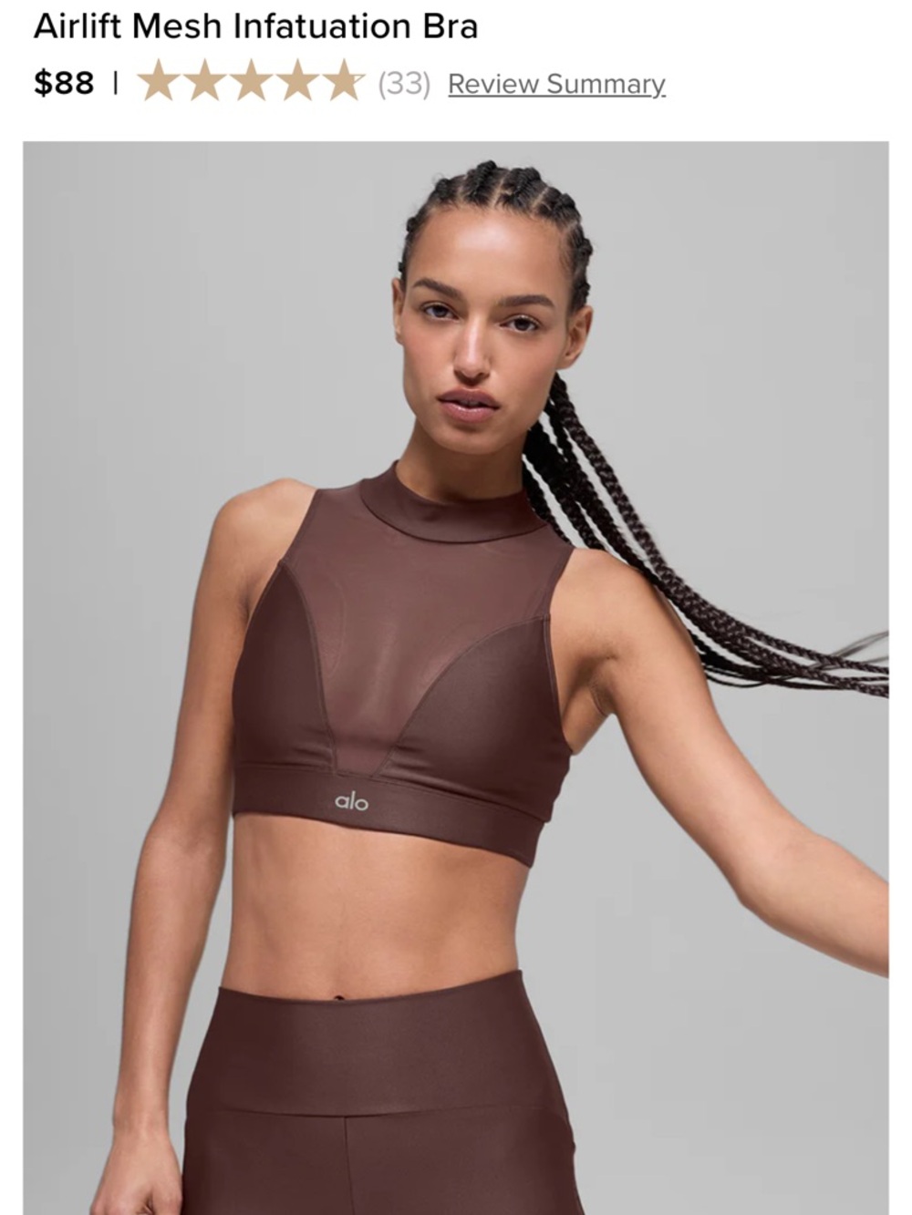 ALO Yoga Airlift Mesh Infatuation Bra and leggings  - Chocolate